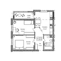 Квартира - 2 комнаты - 61 м²