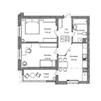 Квартира - 2 комнаты - 61 м²